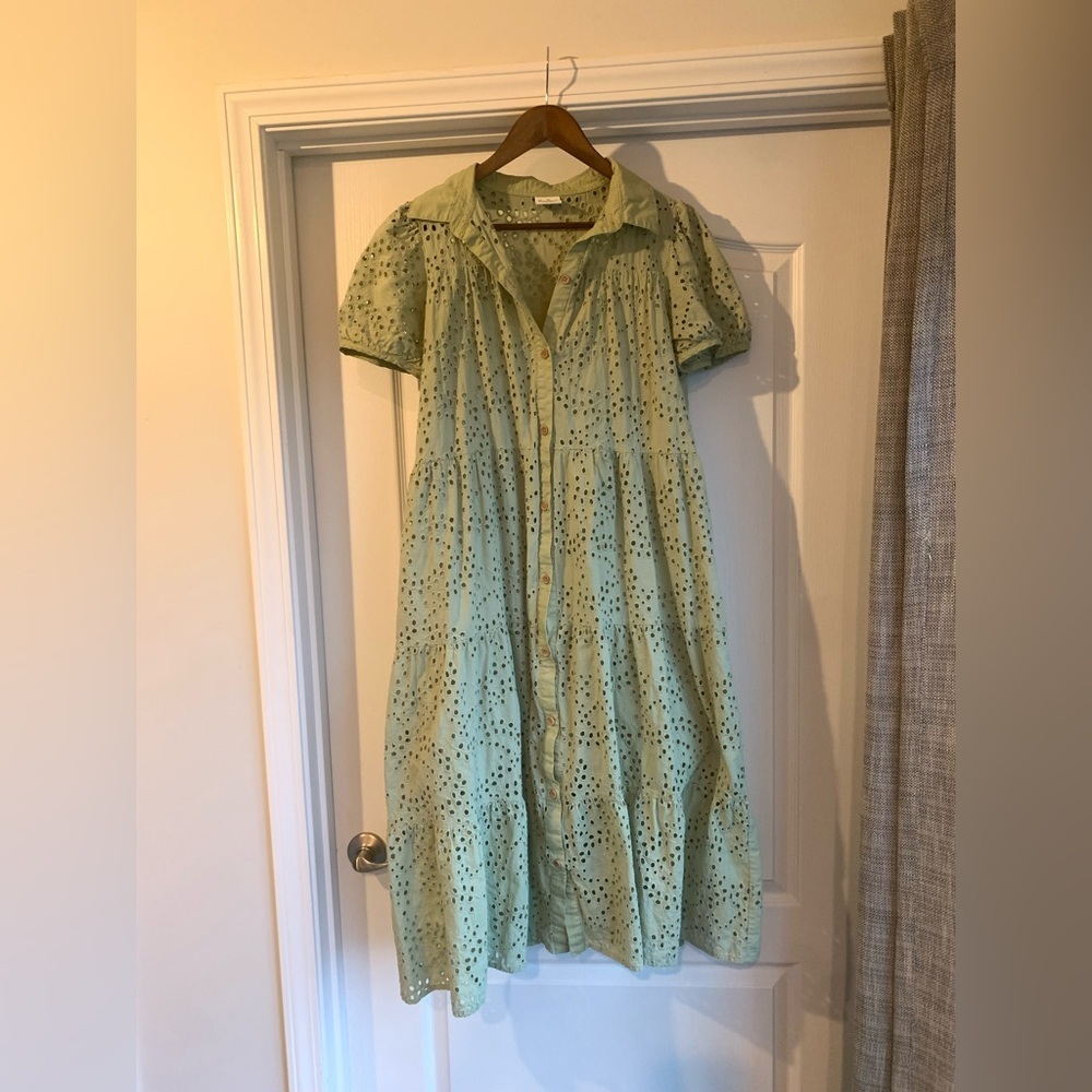 Green Eyelet Maxi Dress